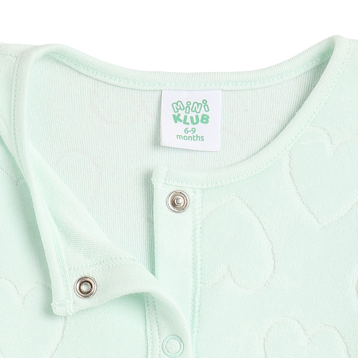 Baby Girls Mint Green Cotton Quilted Sleepsuit Regular Fit.