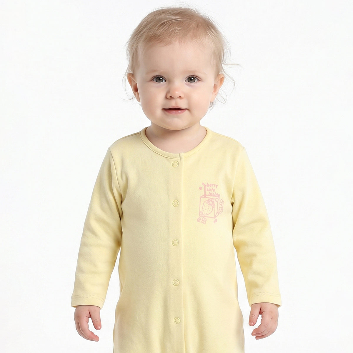 Baby Girls Pink and Yellow Cotton Sleepsuit Pack of 2 Regular Fit.