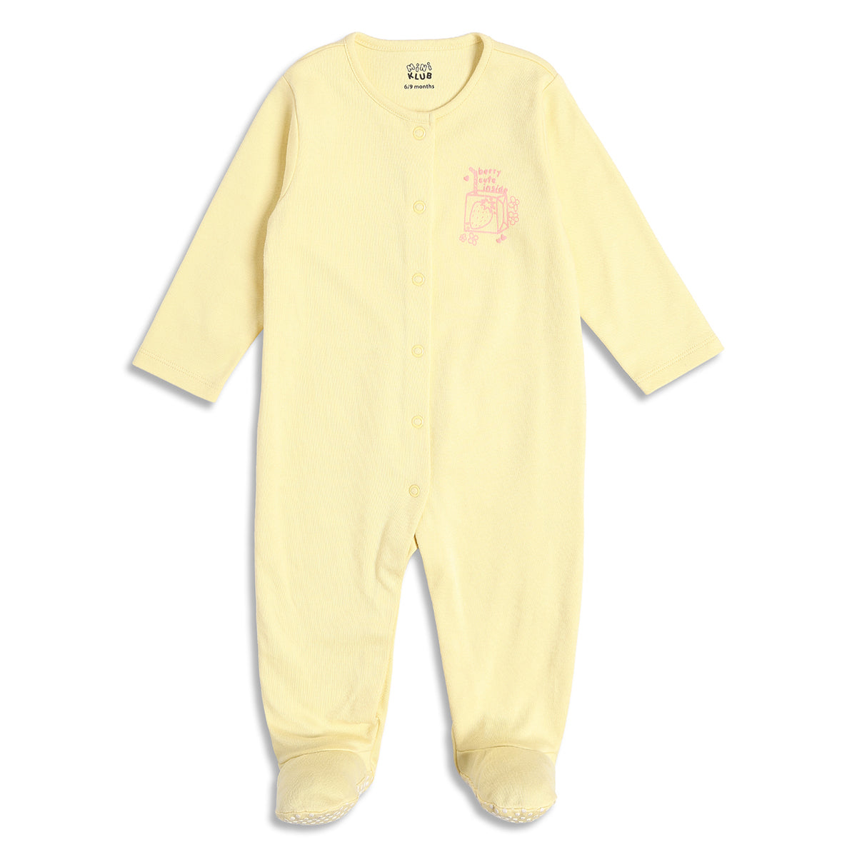Baby Girls Pink and Yellow Cotton Sleepsuit Pack of 2 Regular Fit.