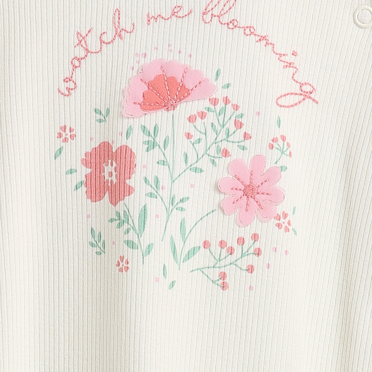 Baby Girls Off White Cotton Rib Sleepsuit Regular Fit.