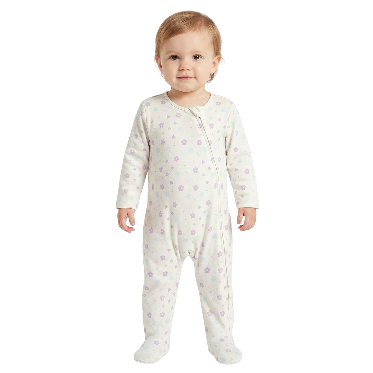 Baby Girls Pink and Off White Cotton Sleepsuit Pack of 2 Regular Fit