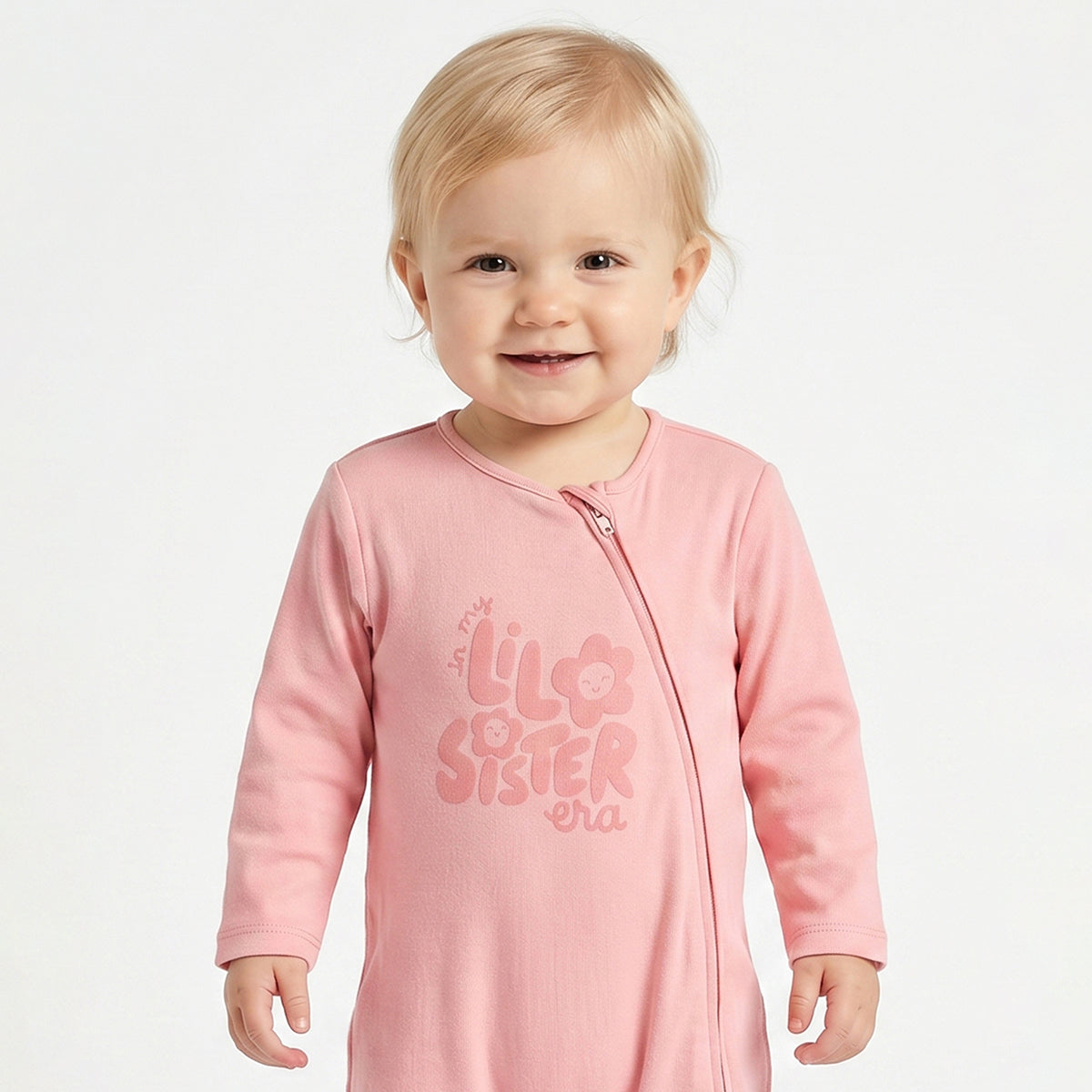 Baby Girls Pink and Off White Cotton Sleepsuit Pack of 2 Regular Fit.