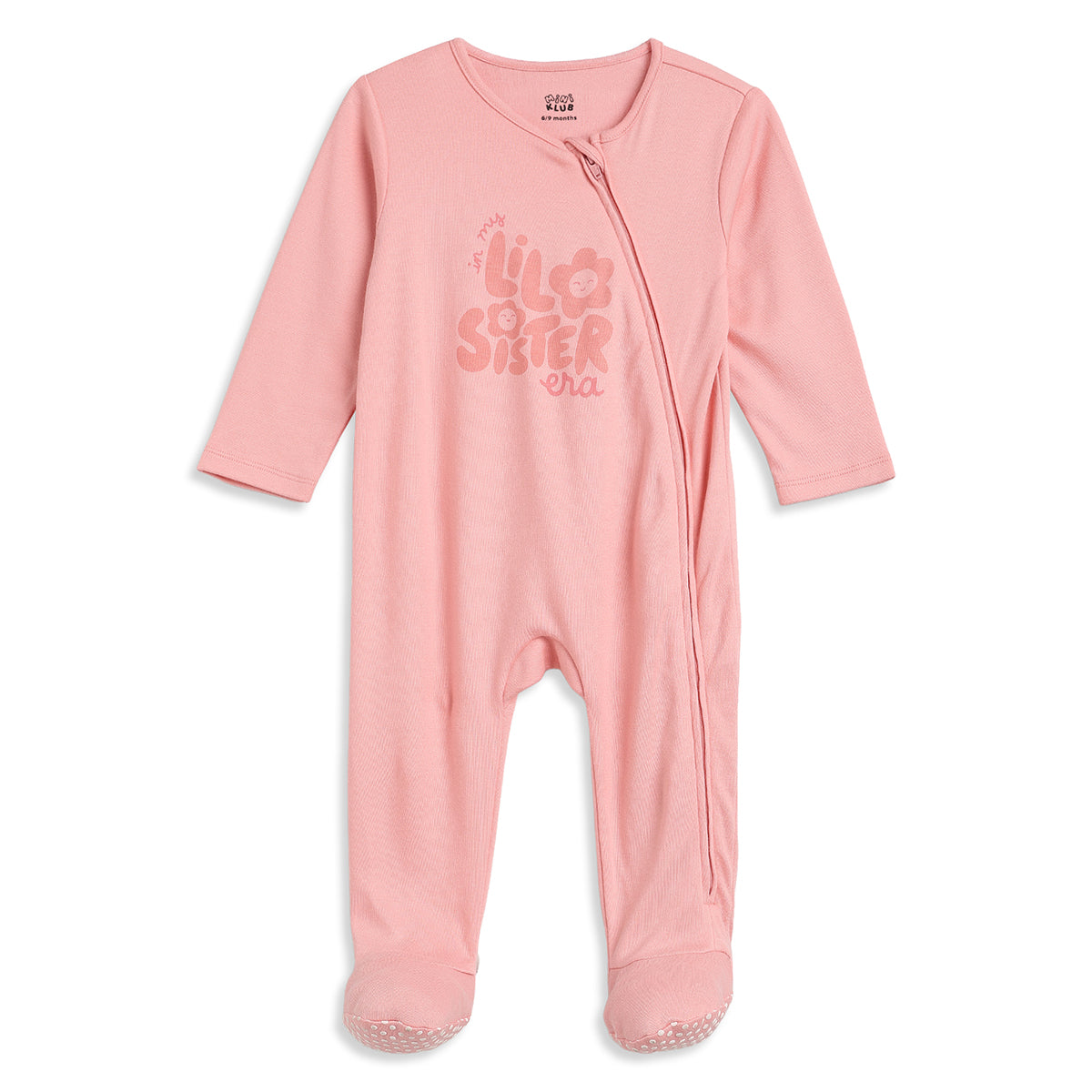 Baby Girls Pink and Off White Cotton Sleepsuit Pack of 2 Regular Fit.