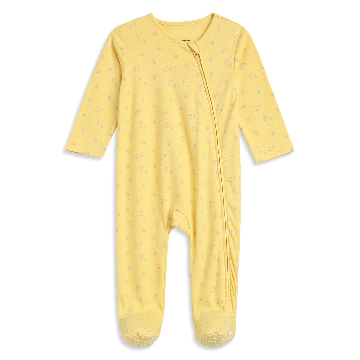 Baby Girls Mint Green and Yellow Cotton Sleepsuit Pack of 2 Regular Fit.