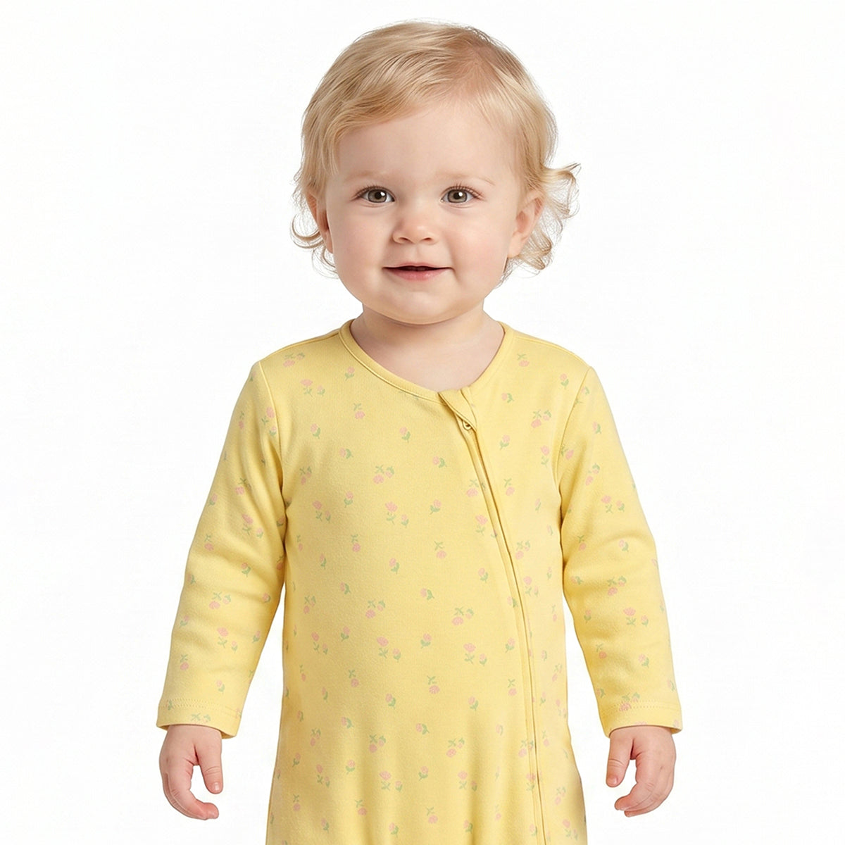 Baby Girls Mint Green and Yellow Cotton Sleepsuit Pack of 2 Regular Fit.