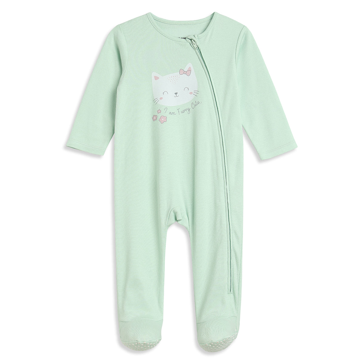 Baby Girls Mint Green and Yellow Cotton Sleepsuit Pack of 2 Regular Fit.