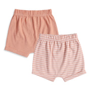 Baby Girls Peach and Light Pink Cotton Knit Shorts Pack of 2 Regular Fit.