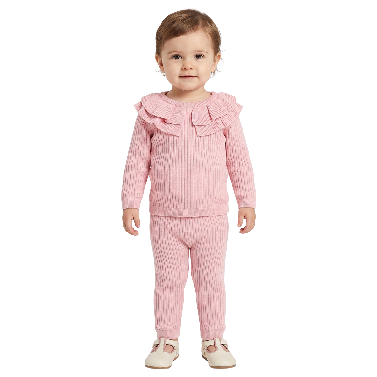 Baby Girls Light Pink Sweater Top and Bottom Set Winter Co ord Set
