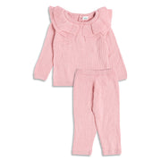 Baby Girls Light Pink Sweater Top and Bottom Set Regular Fit Winter Co-ord Set