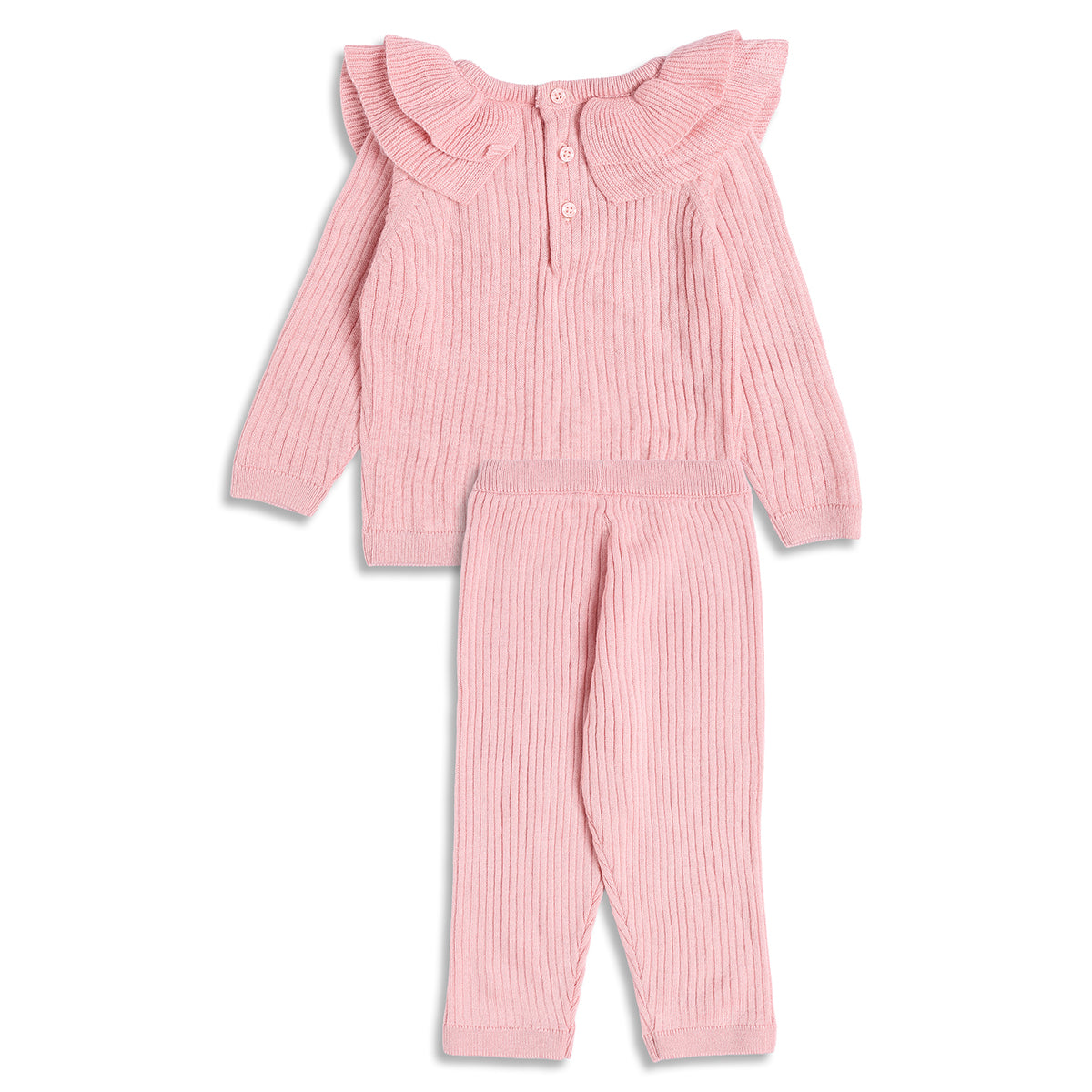 Baby Girls Light Pink Sweater Top and Bottom Set Regular Fit Winter Co-ord Set