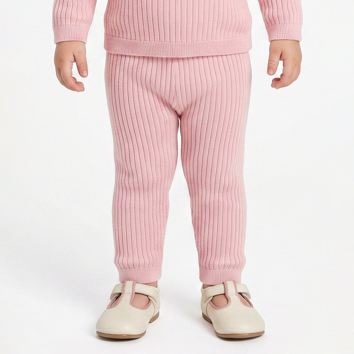 Baby Girls Light Pink Sweater Top and Bottom Set Regular Fit Winter Co-ord Set
