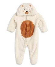 Unisex Baby Cream and Brown Plush Bear Hooded Sleepsuit Regular Fit Winter Wear