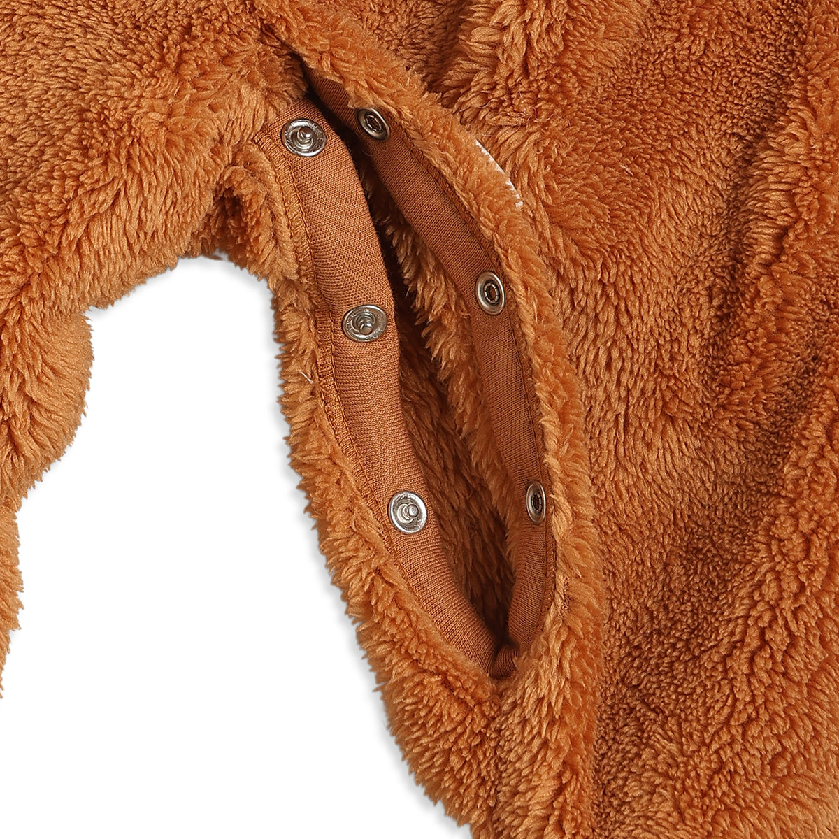 Baby Unisex Brown Polyester Hooded Bear Sleepsuit Winter Wear