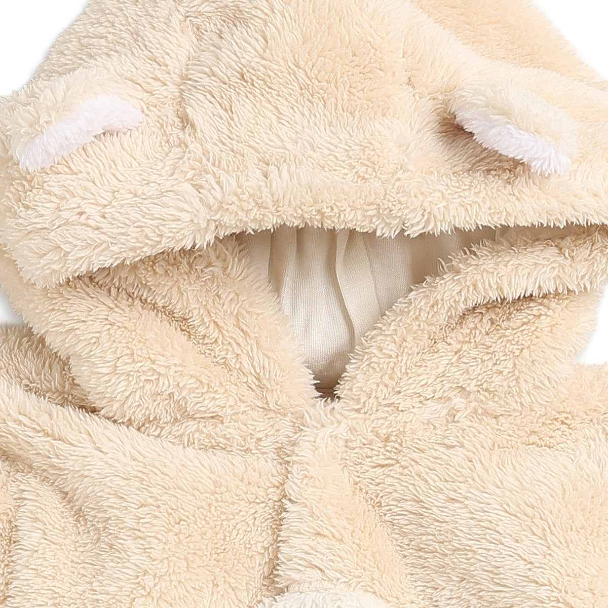 Baby Unisex Beige Polyester Hooded Sleepsuit Regular Fit Winter Sleepsuit