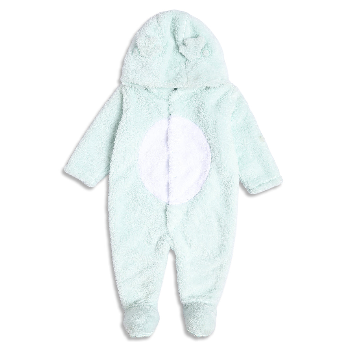 Baby Unisex Mint Green Polyester Hooded Sleepsuit Regular Fit Winter Sleepsuit