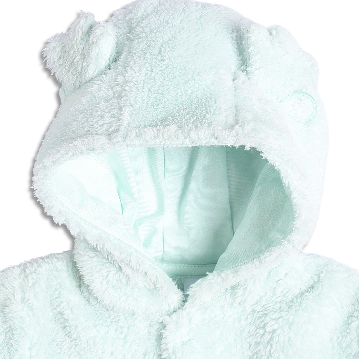Baby Unisex Mint Green Polyester Hooded Sleepsuit Regular Fit Winter Sleepsuit