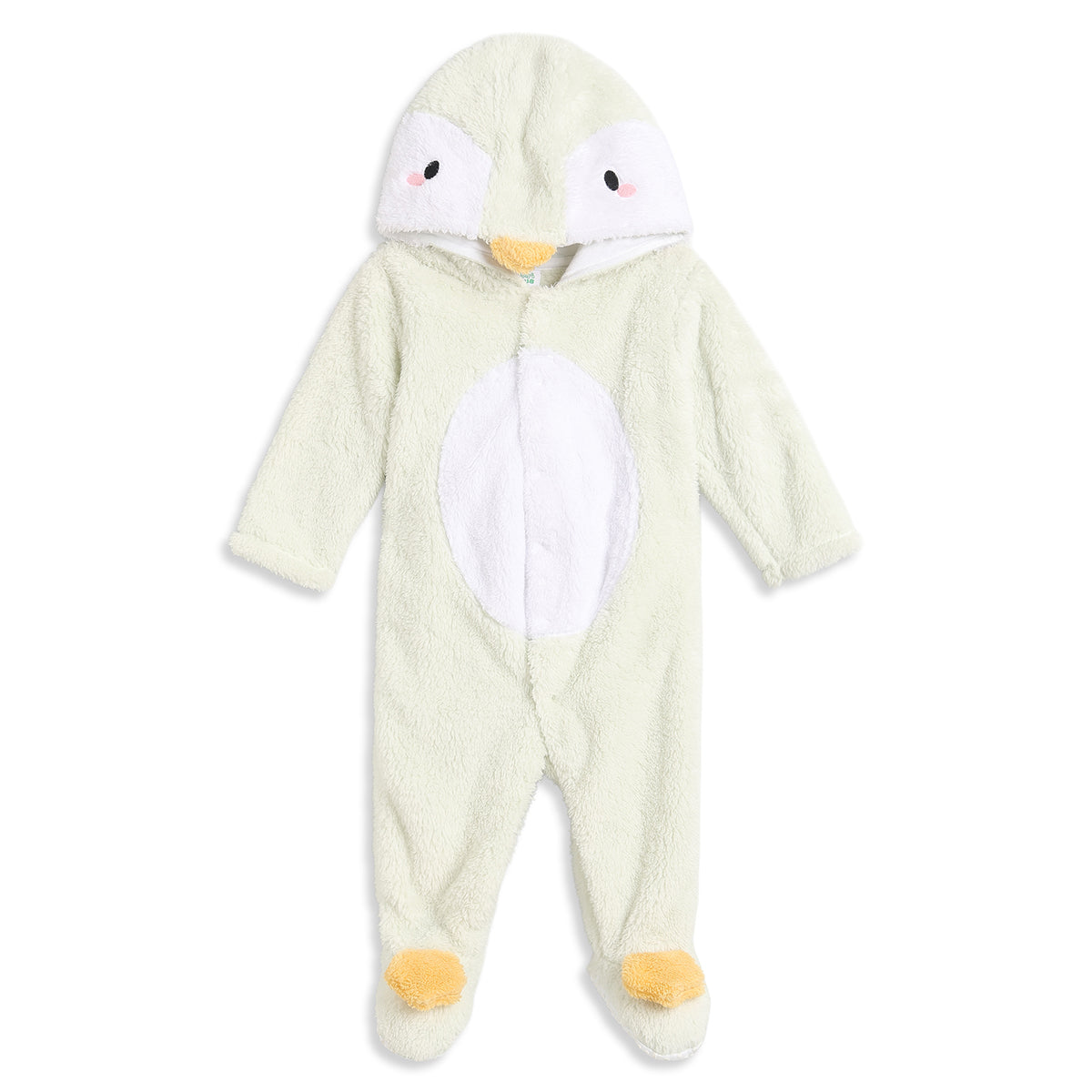 Baby Unisex Cream Polyester Hooded Penguin Sleepsuit Regular Fit Winter Sleepsuit
