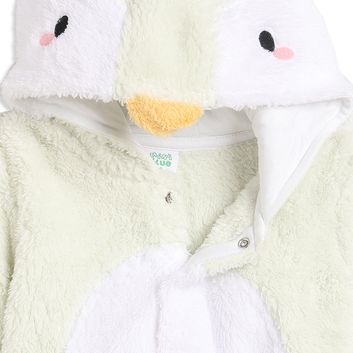 Baby Unisex Cream Polyester Hooded Penguin Sleepsuit Regular Fit Winter Sleepsuit