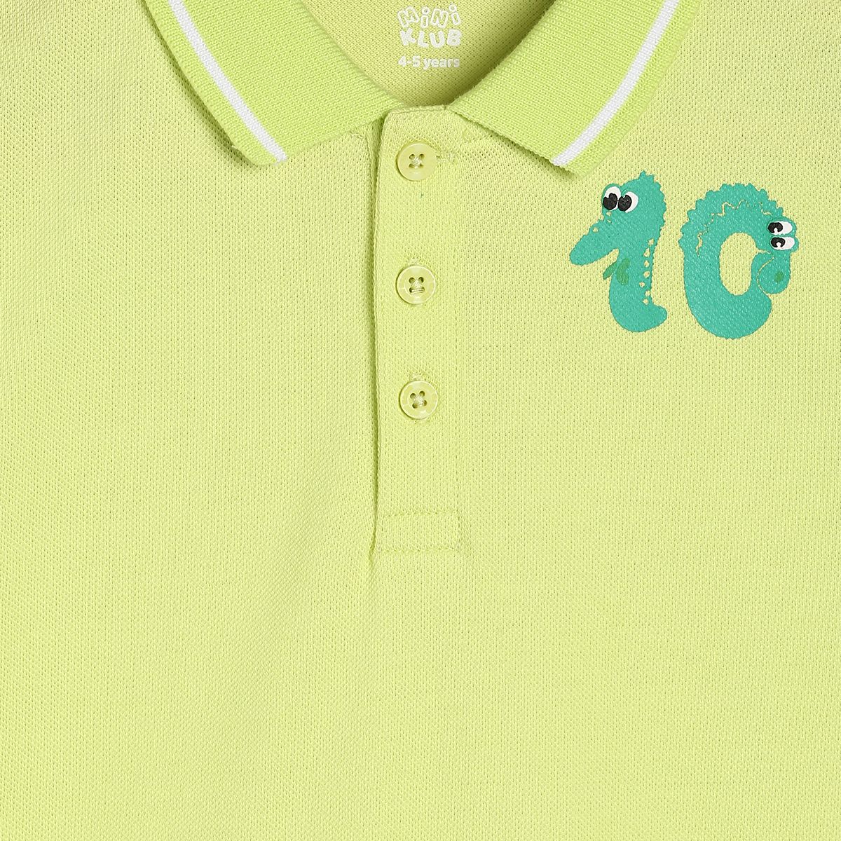 Boys Green Collar Short Sleeve Polo