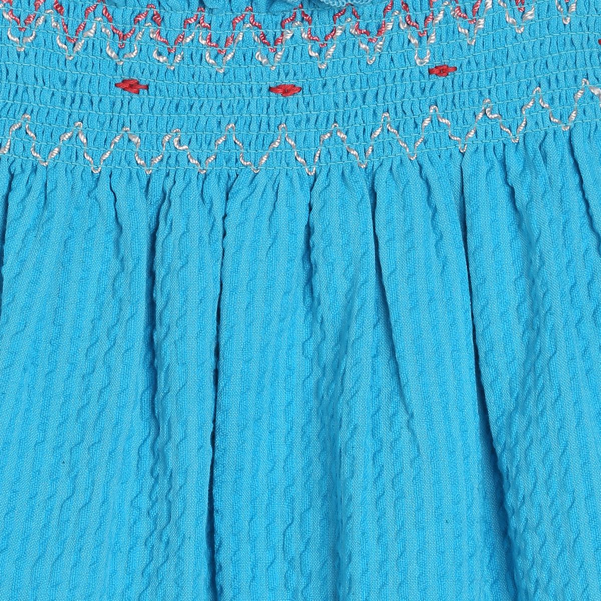 Baby Girls Blue Smocked Sleeveless Dress Regular Fit Casual Wear