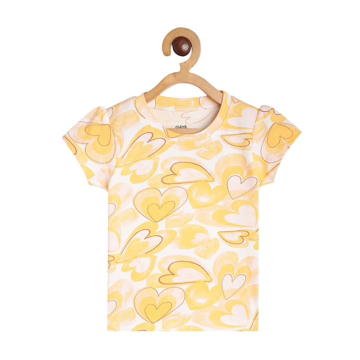 Baby Girls Printed Short Sleeve Top with Solid Leggings Set, Yellow