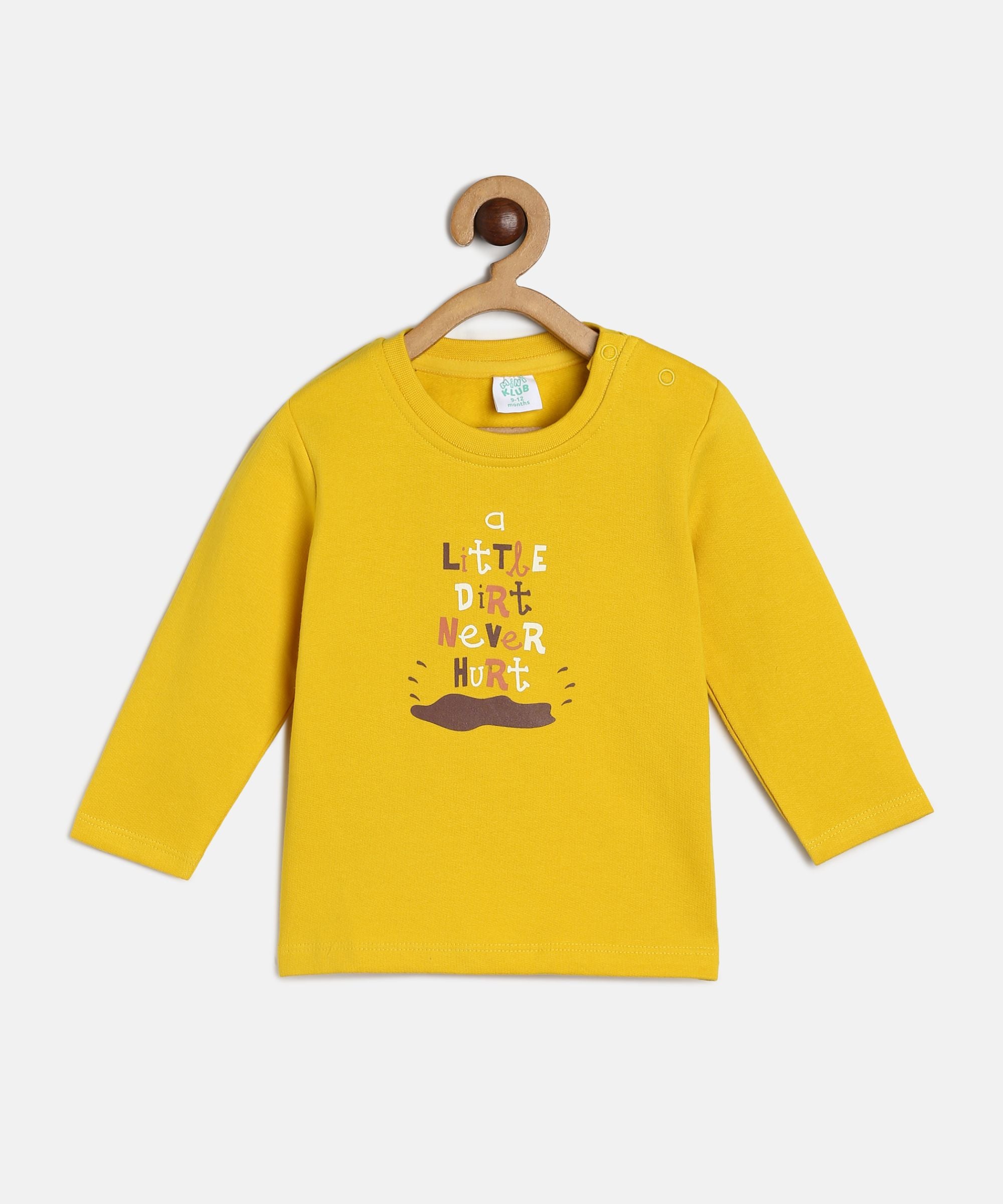 Baby Boys Yellow and Brown Cotton Printed Dungaree Set Regular Fit Casual Wear Set