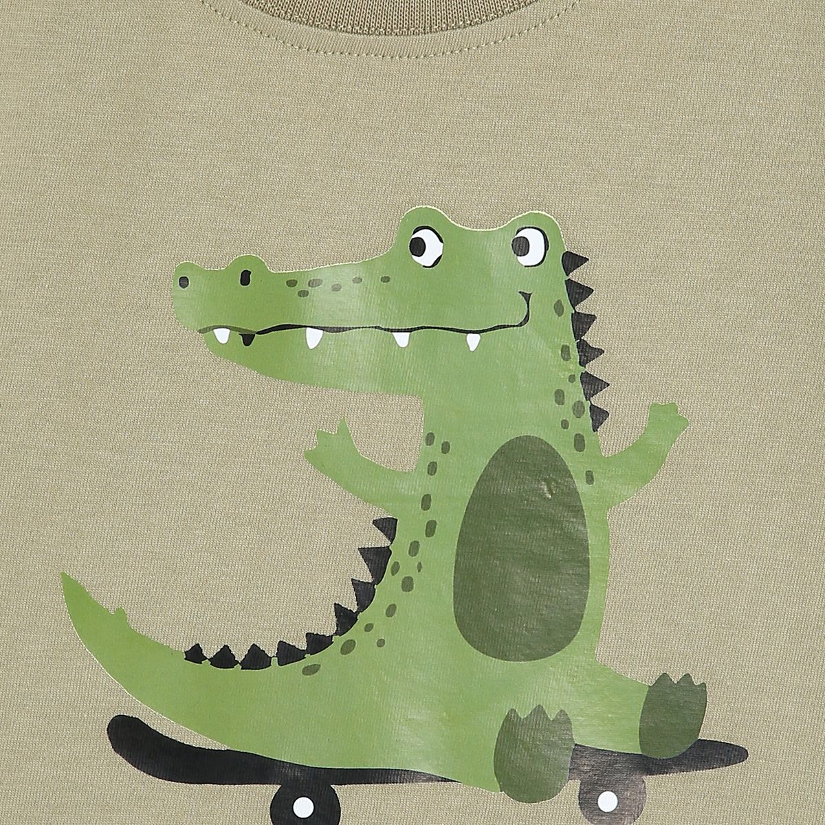 Boys Olive Green Pack Of 1 T-Shirt