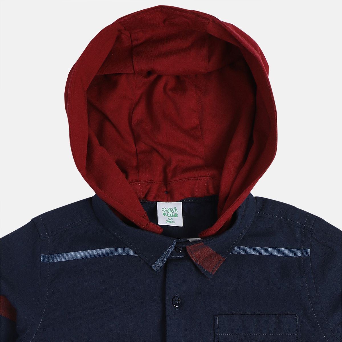 Boys Blue Hooded Full Sleeves Shirt