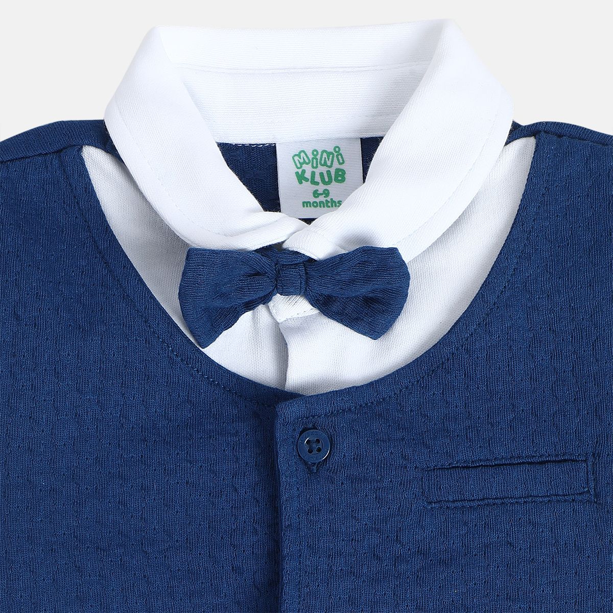 Boys Navy/White Round Neck Full Length / Long Sleeve Romper