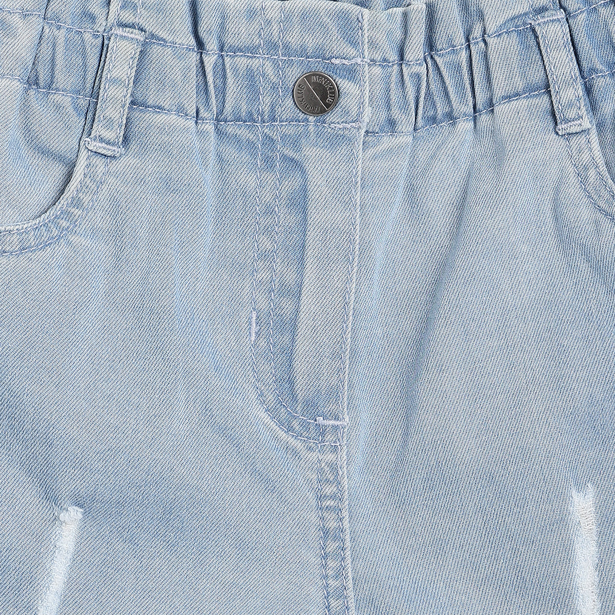 Girls Light Blue Thigh Length Shorts
