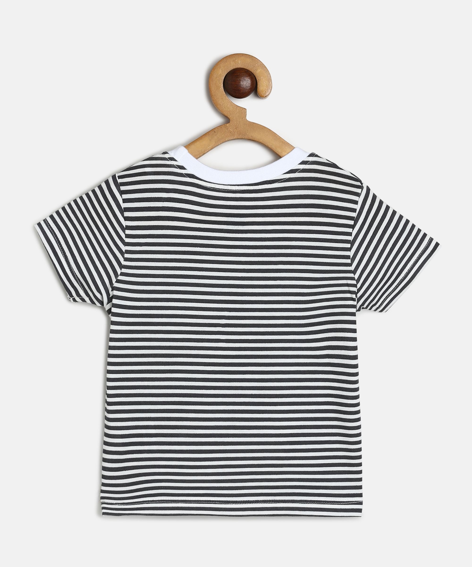Baby Boys Beige, White and Black Cotton Printed T-Shirts Pack of 3 Regular Fit Casual Wear