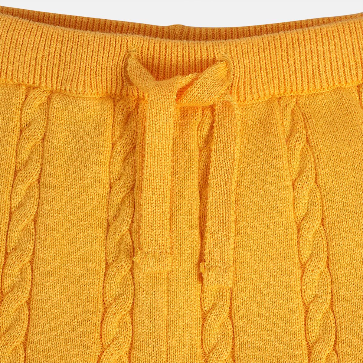 Boys Cotton Cable Knit Joggers - Mustard