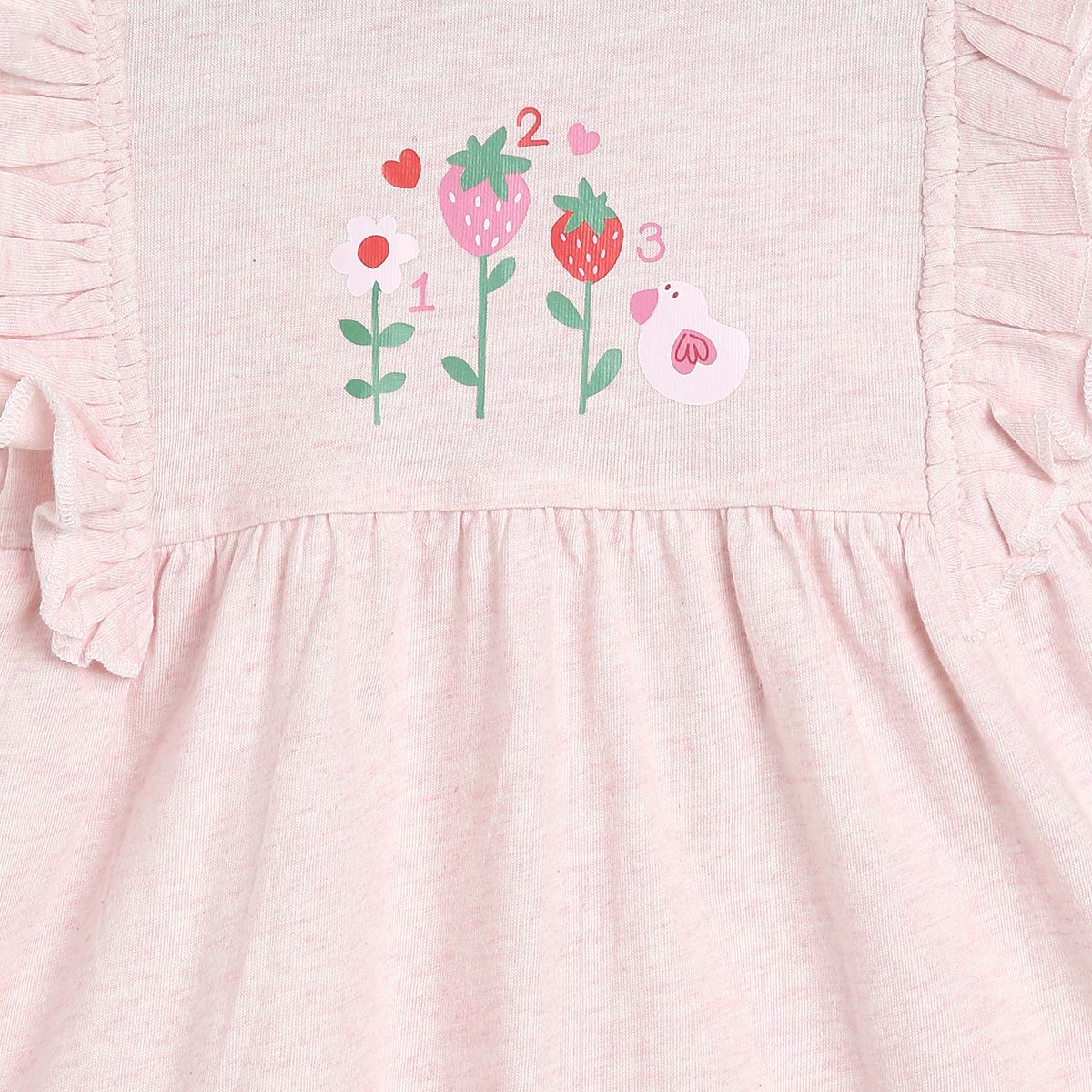 Girls Pink Round Neck Short Sleeve Dress