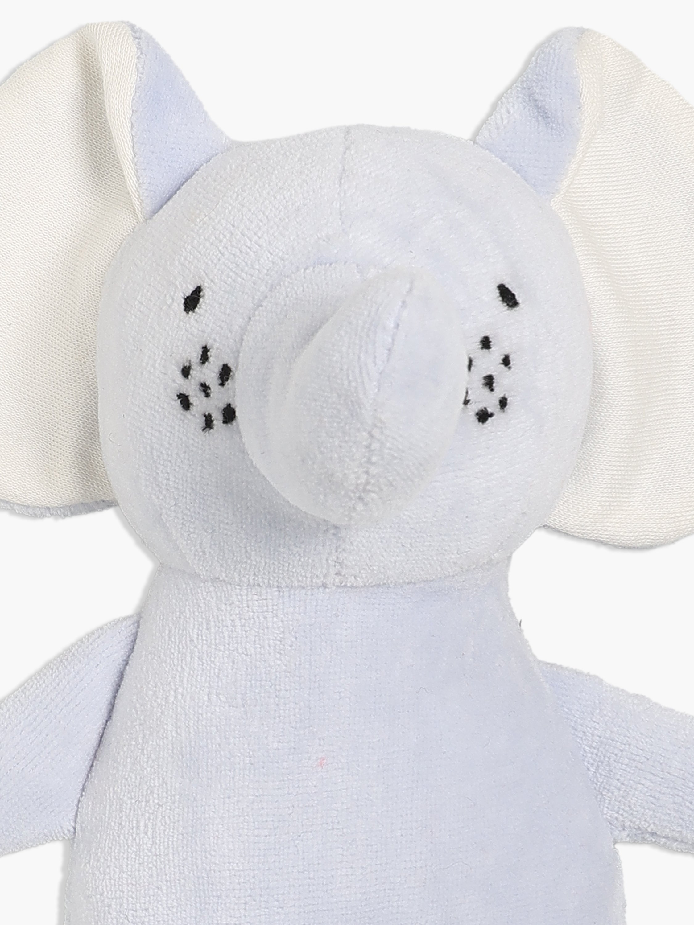 Baby Soft Elephant Plush Toy, Light Blue and White