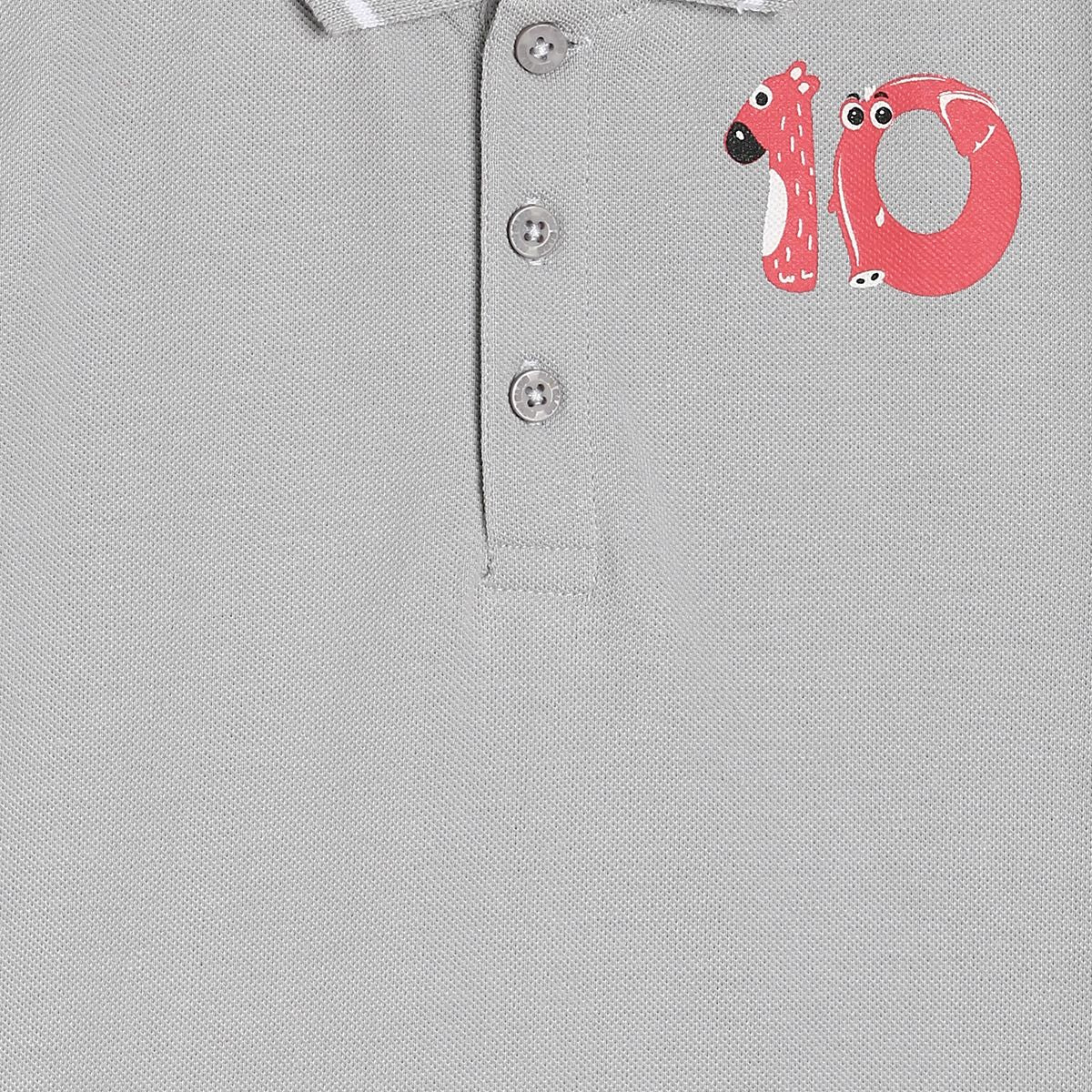 Boys Grey Collar Short Sleeve Polo