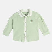 Boys Cotton Full Sleeves Solid Shirt - Olive