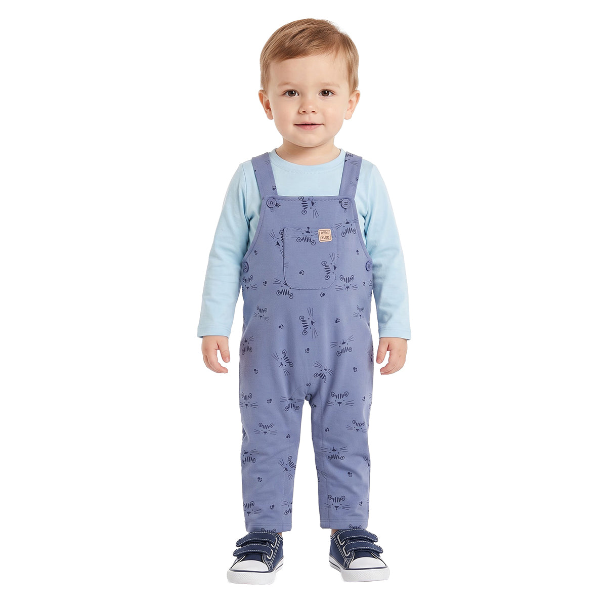 Baby Boys Blue Knit Dungaree Set Regular Fit Casual Wear