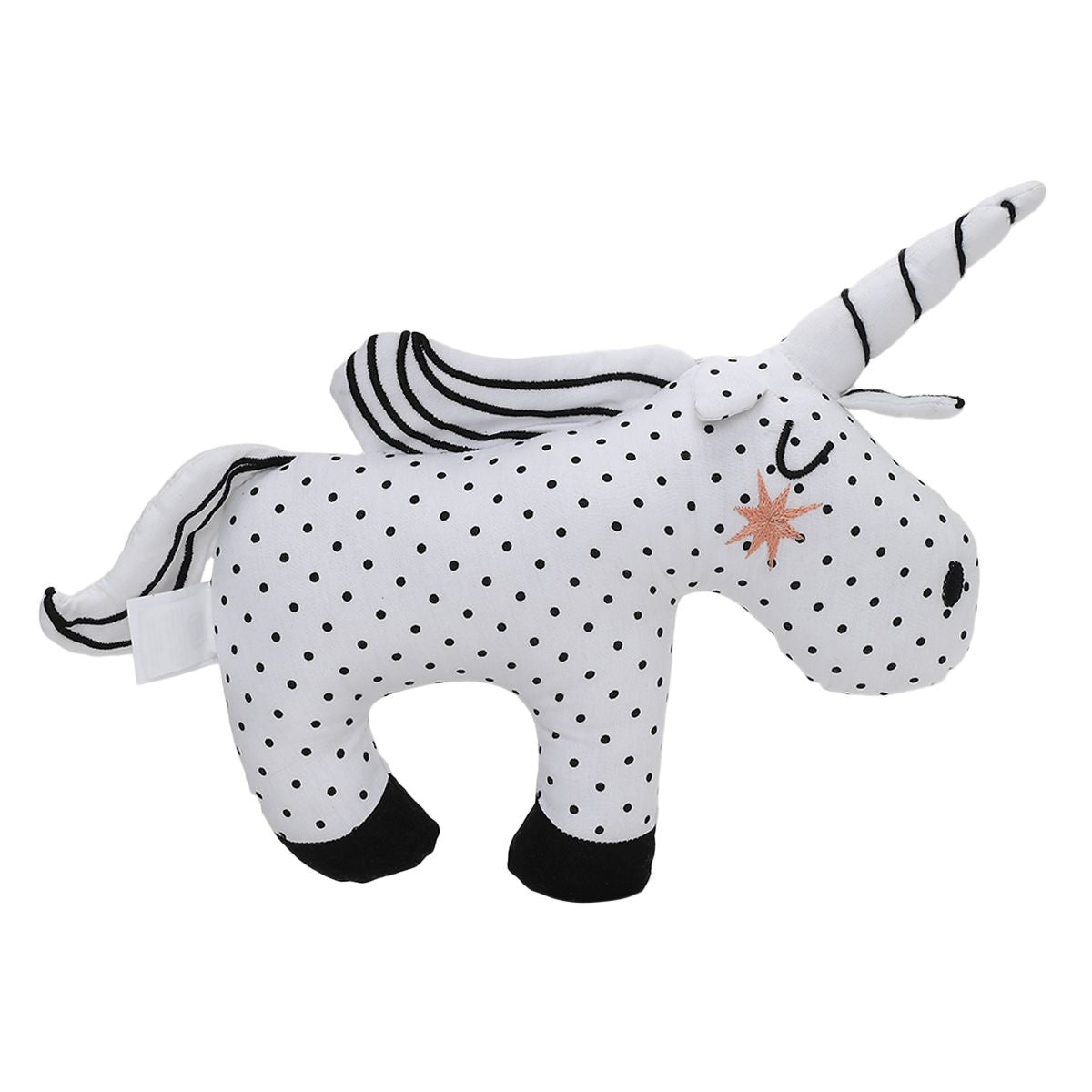 Baby Unisex Polka Dot Unicorn Soft Toy , White and Black