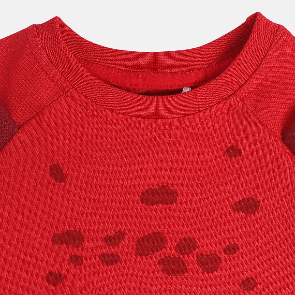 Boys Cotton Full Sleeves Animal Embroidered Tee - Red