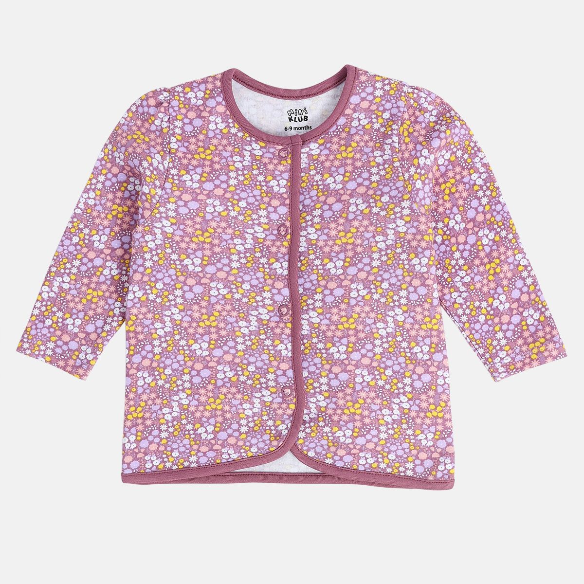 Girls Cotton Pack Of 2 Full Sleeves Flower & Typographic Printed Front Open Vest - Light Pink & Multi