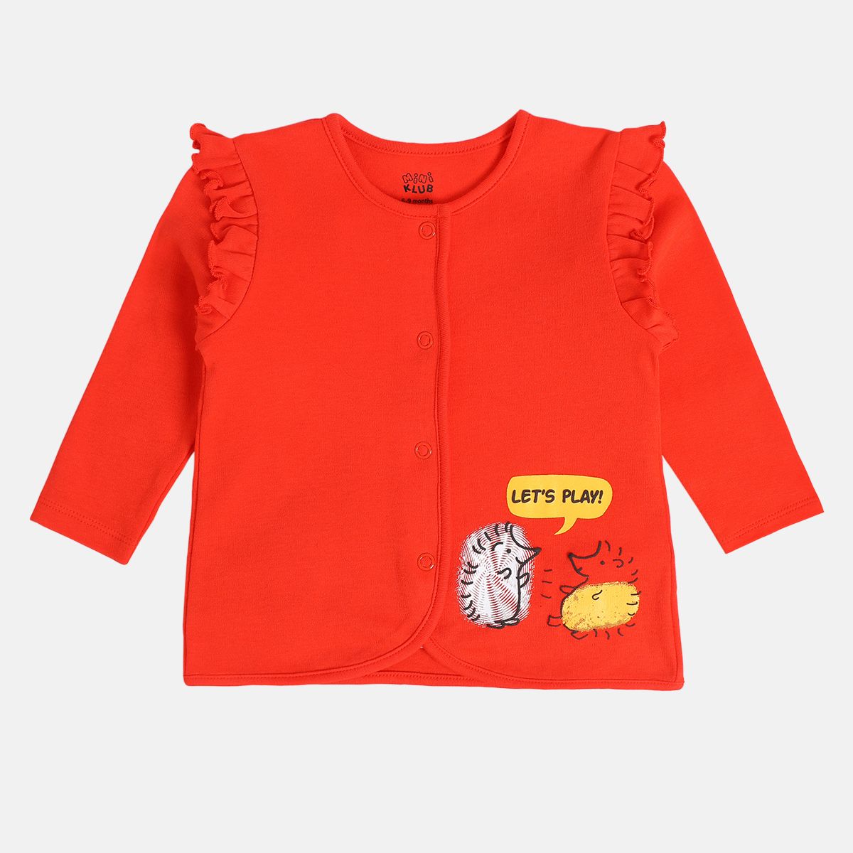 Girls Cotton Pack Of 2 Full Sleeves Animal Printed Front Open Vest - Red & White