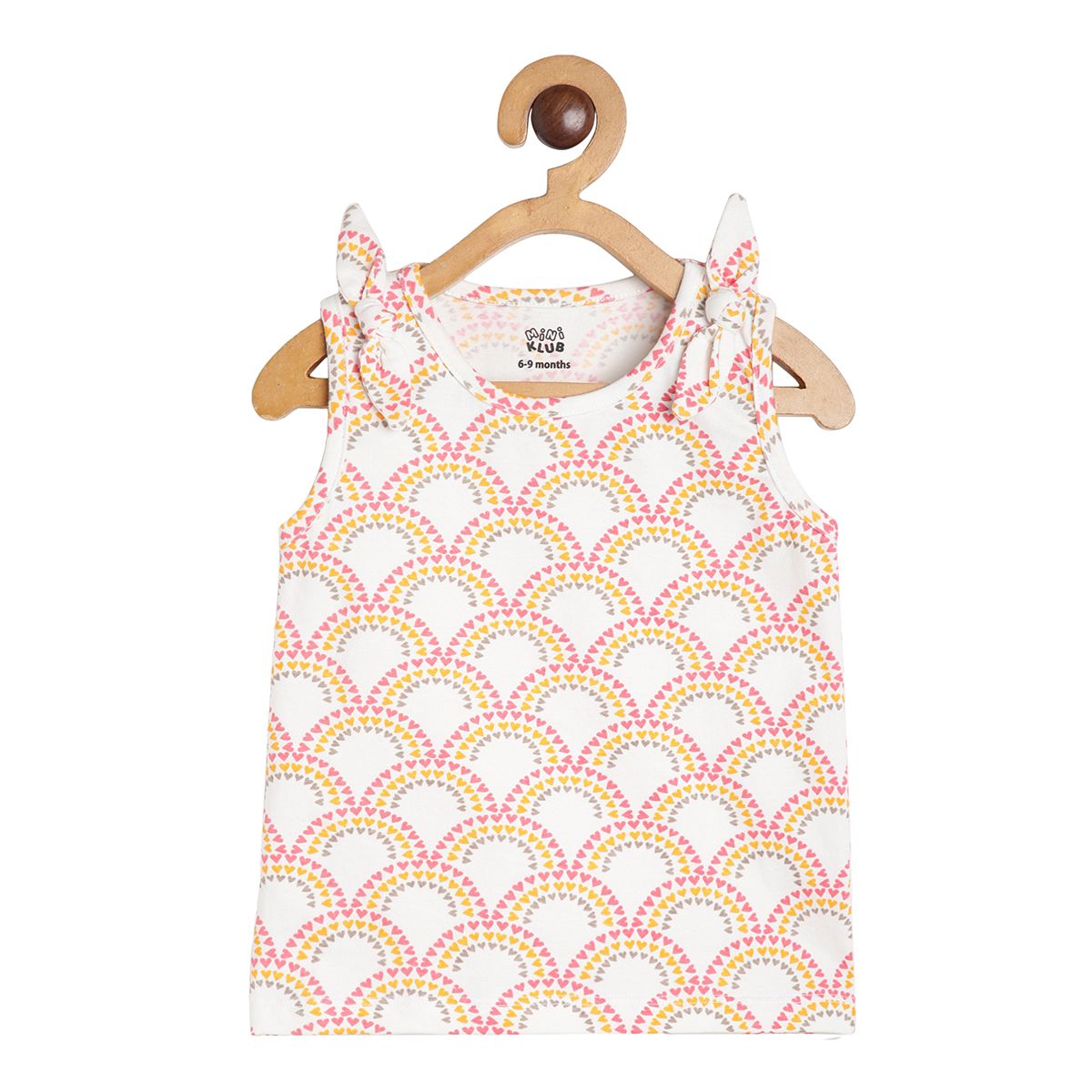 Baby Girls Printed Sleeveless Top with Solid Leggings Set, Off White & Peach