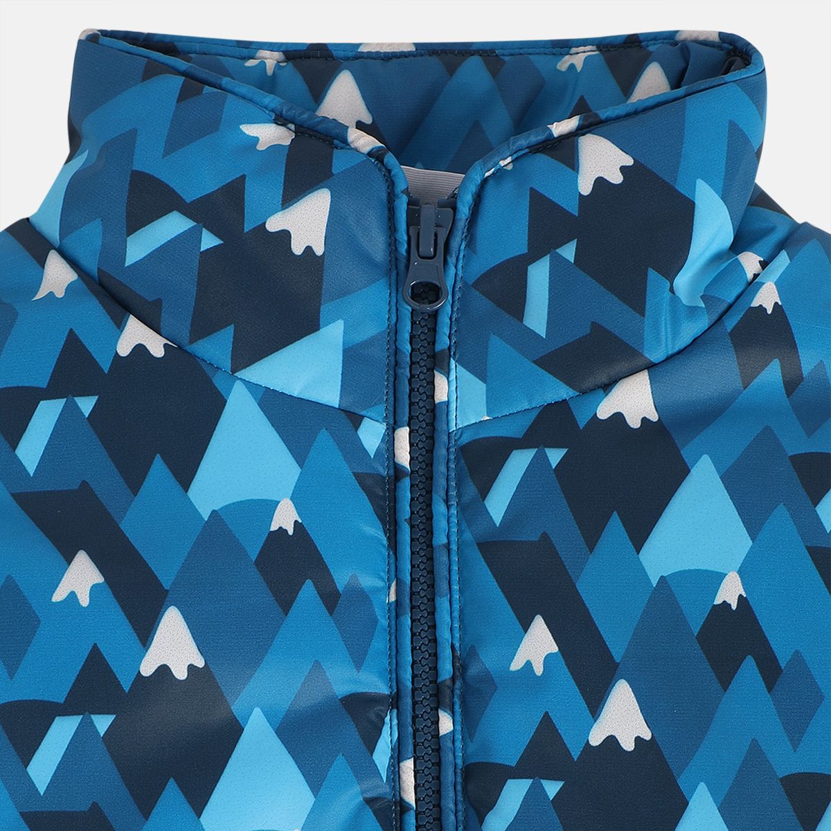 Boys Cotton Full Sleeves Geometric Printed Jacket - Blue
