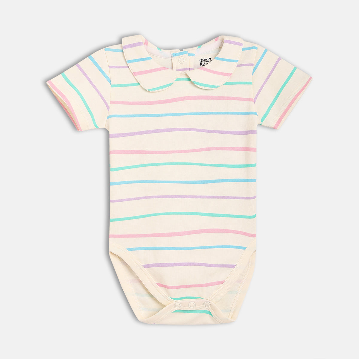 Baby Girls Sea Life Print And Striped Bodysuit Pack Of 2, Pink And Cream