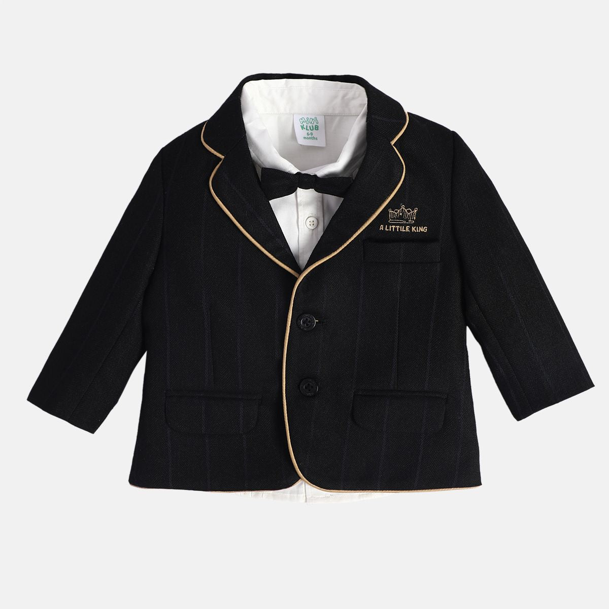 Boys Cotton Full Sleeves Solid Coordinate Set - Black