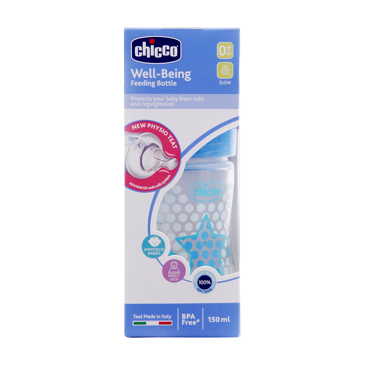 WellBeing Bi-Pack Feeding Bottle (150ml Slow) (Blue)