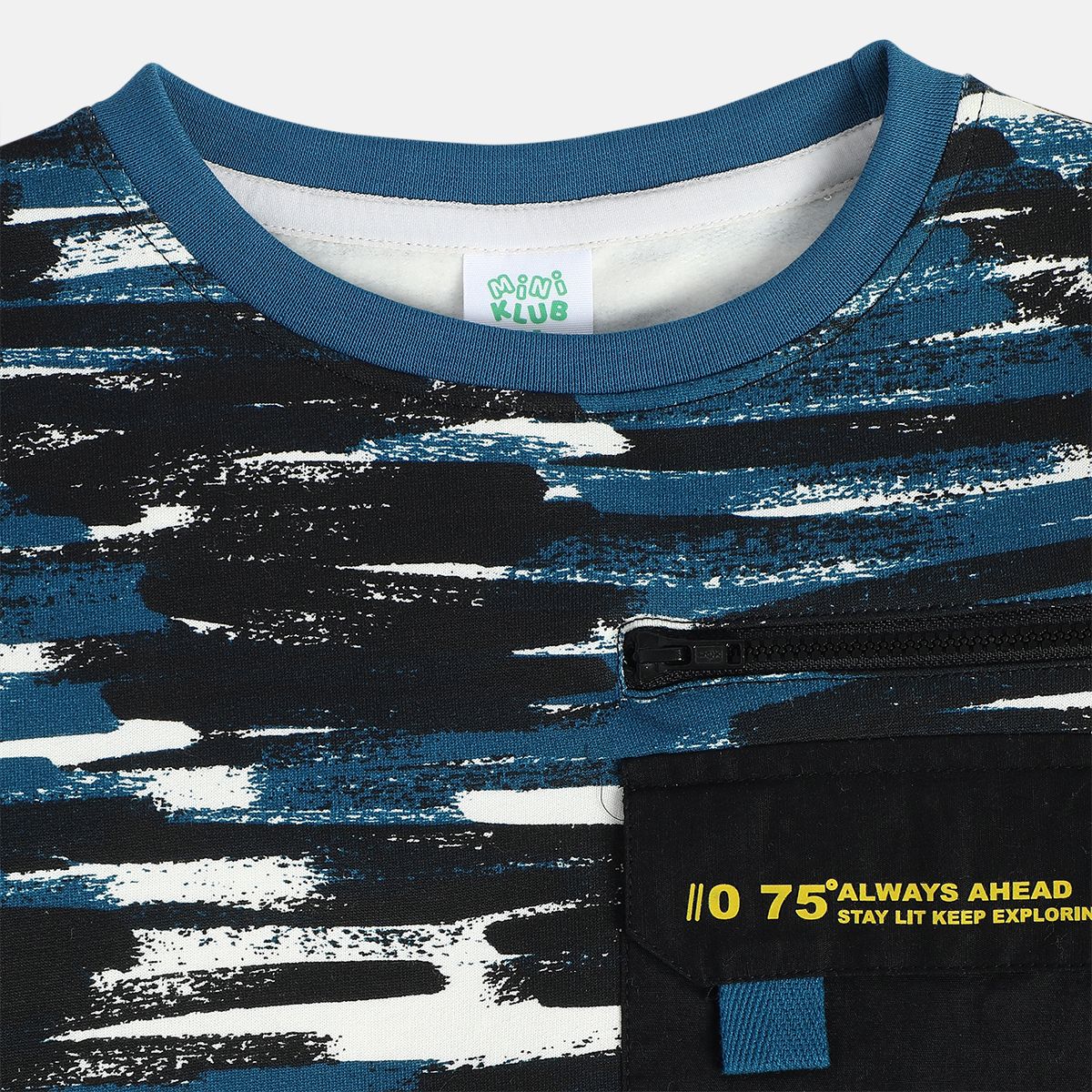 Boys Blue Round Neck Full Sleeves Sweat Shirt