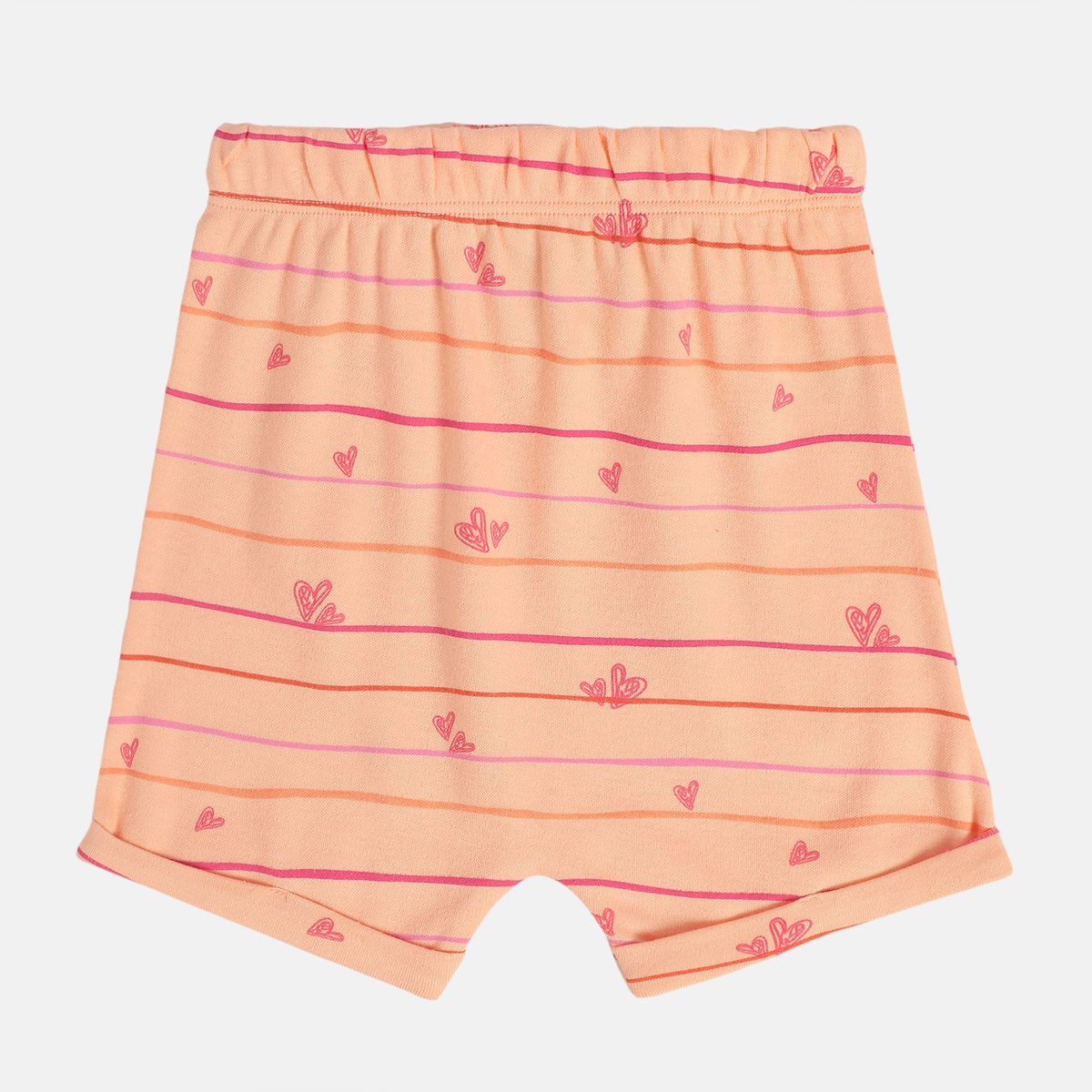 Girls Lavender/Peach Elasticated Thigh Length Shorts