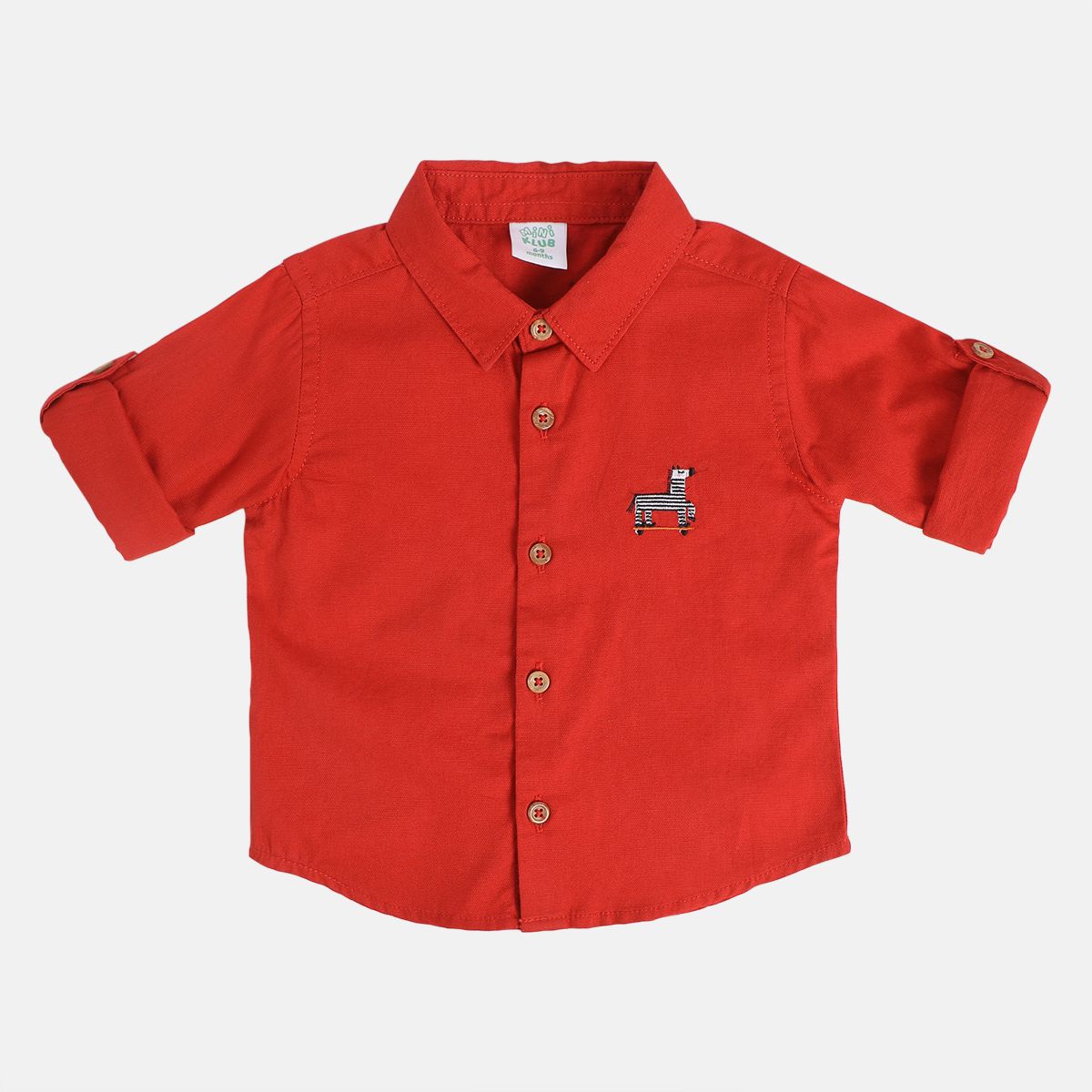 Boys Cotton Full Sleeves Solid Shirt - Red