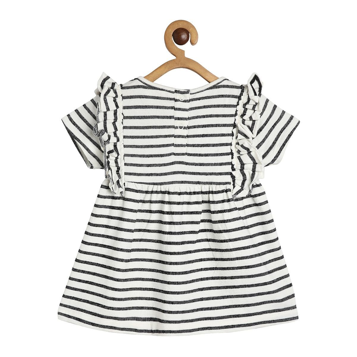 Girls Black/White Round Neck Short Sleeve Dress